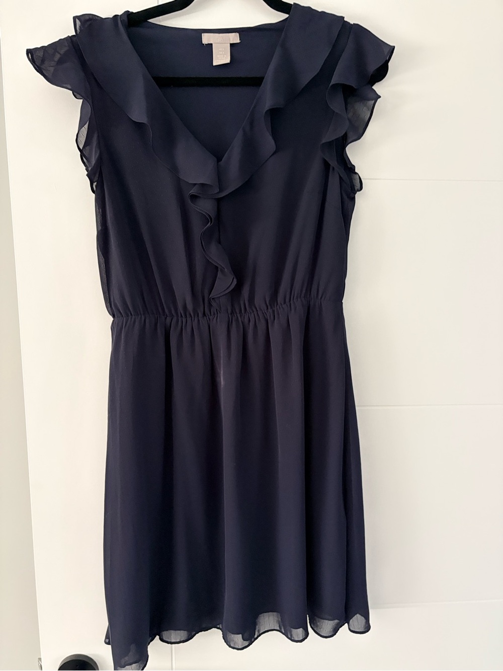 H&M Navy Ruffle V-Neck Mini Dress - Picture 3 of 4